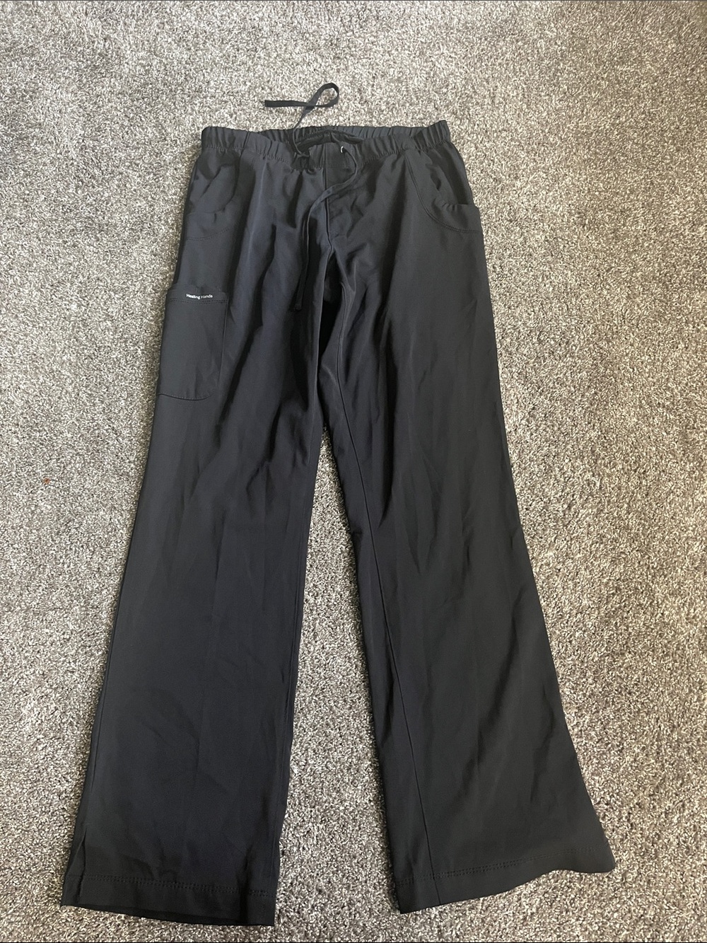 Black Wide-Leg Drawstring Scrub Pants